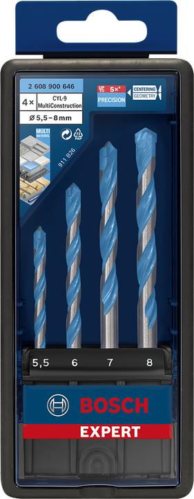 Produktbild Bosch Professional Zubehör EXPERT MultiConstruction CYL-9 Bohrer-Set, 5,5/6/7/8 mm, 4-tlg. (5.5, 6.0, 7.0, Ø 8.0 mm)