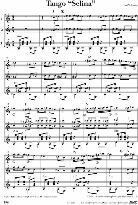 Produktbild 100 wunderbare Solos, Duette und Trios für Gitarre (Deutsch, Englisch, Karl Weikmann, 2014)