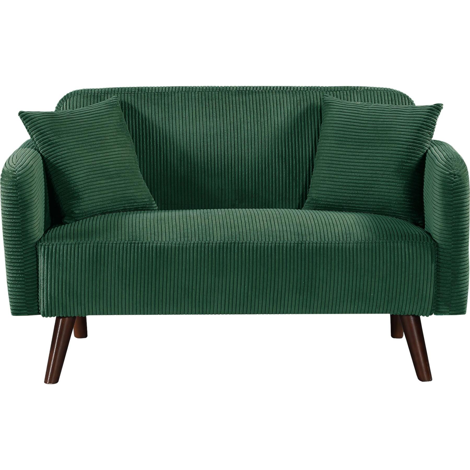 Thumbnail - En.Casa, Sofa, 2-Sitzer Sofa Midt 132x70x81 cm Cord Grün (2-Sitzer)