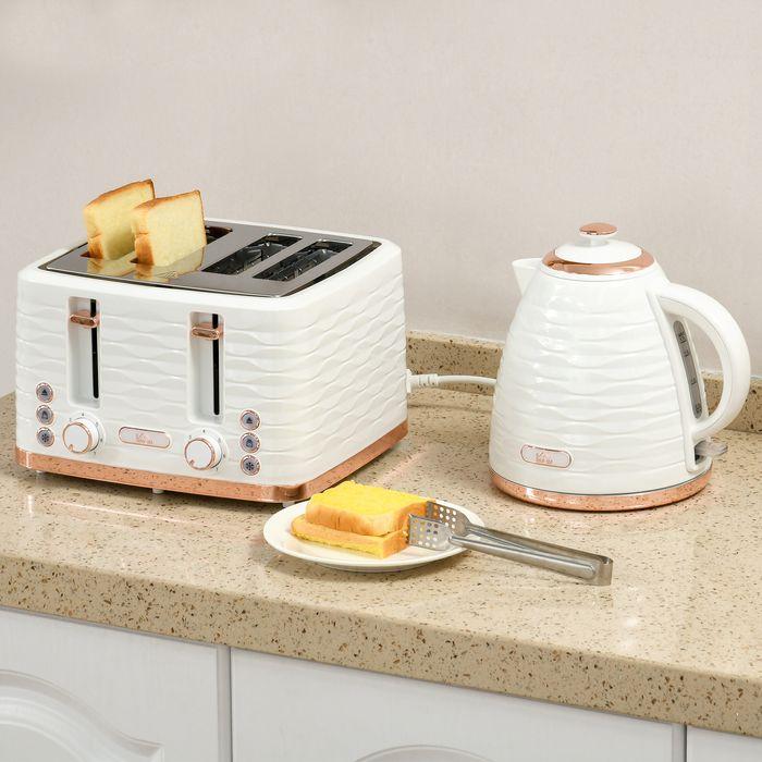 Actual product image Swisshandel24 2-in-1 Toaster- und Wasserkocher-Set, 7 Bräunungsstufen, Auftau- und Aufwärmfunktion, Cremeweiss (1.70 l)