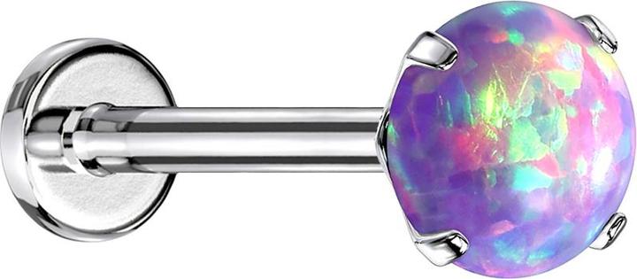 Produktbild Star Piercing Micro Threadless Labret silber Opal violett gefasst (ohne Messing, Chirurgenstahl 316L)
