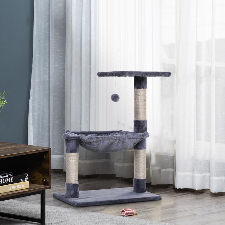 Produktbild PawHut Katzenbaum mit Sisalsäulen (70 cm, Grau)