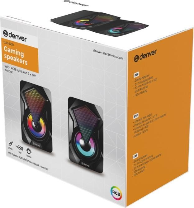 Produktbild Denver GAS-500 Lautsprecher 2-Wege Schwarz Verkabelt 6 W