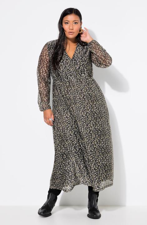 Immagine prodotto Studio Untold Maxi abito in mesh dal taglio svasato con stampa leopardata e maniche a palloncino (46, 48)
