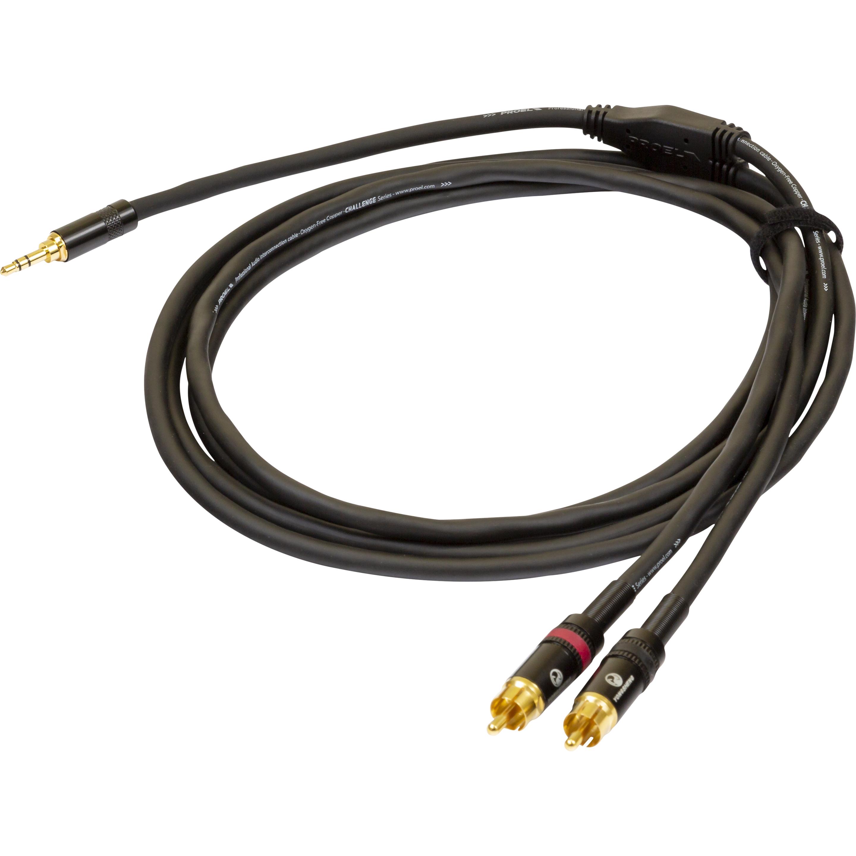 Proel stereo uros - 2 x RCA uros,, musta (1.50 m), Audio Kabel