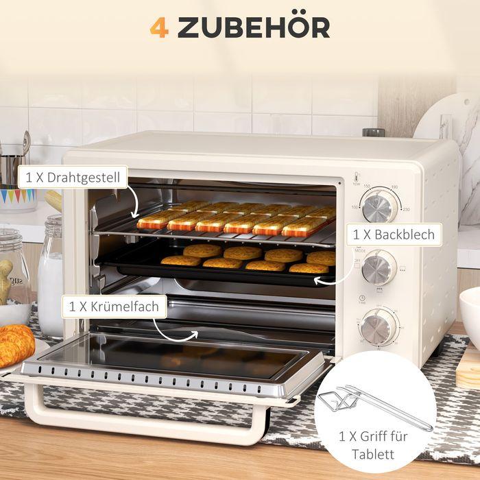 Actual product image Swisshandel24 Mini oven, 3 modes, up to 230° C, 1400W, with accessories, 46x38.5x29cm, cream