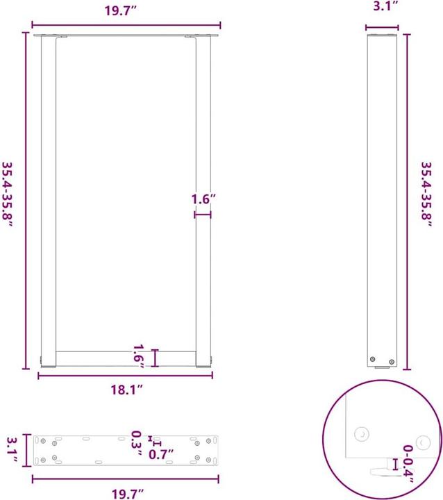 Actual product image vidaXL Bartischbein