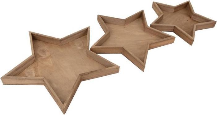 Produktbild Tablett Stern Holz braun S/3 (1)