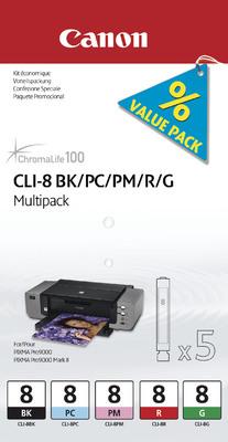 Produktbild Canon Tinte C/PM/R/G Orig.Nr. CLI-8MULTI (G, R, PM, BK, PC)