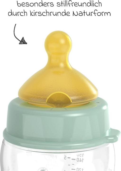 Produktbild NIP Babyflaschen PP-Flasche Cherry Green 150 ml + Latex-Trinksauger (150 ml)