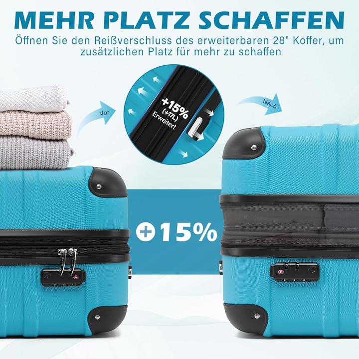 Actual product image Coolife 2-teiliges Hartschalenkoffer-Set mit TSA-Schloss (93 l)