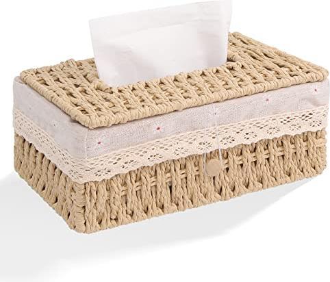 Produktbild Alopini Taschentücher Box aus Papierseil, Taschentuchbox Taschentuchspender mit Futter, Kosmetiktücher Box