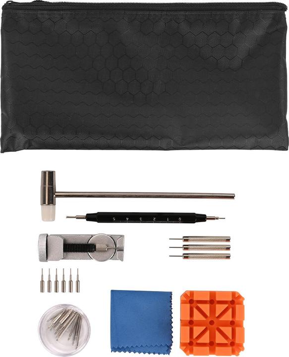 Actual product image Ideoon Profi Uhrenarmband-Reparaturset, 26-tlg.: Armbandkürzer & Bandwechsel-Werkzeug
