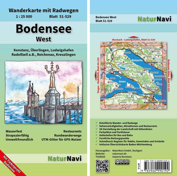 Actual product image NaturNavi hiking map Lake Constance West