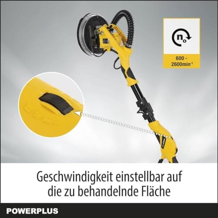 Image du produit Powerplus Ponceuse pour cloisons sèches télescopique 1050W Ø225mm - 6 Acc. (Ponceuse à disque, 1050 W)
