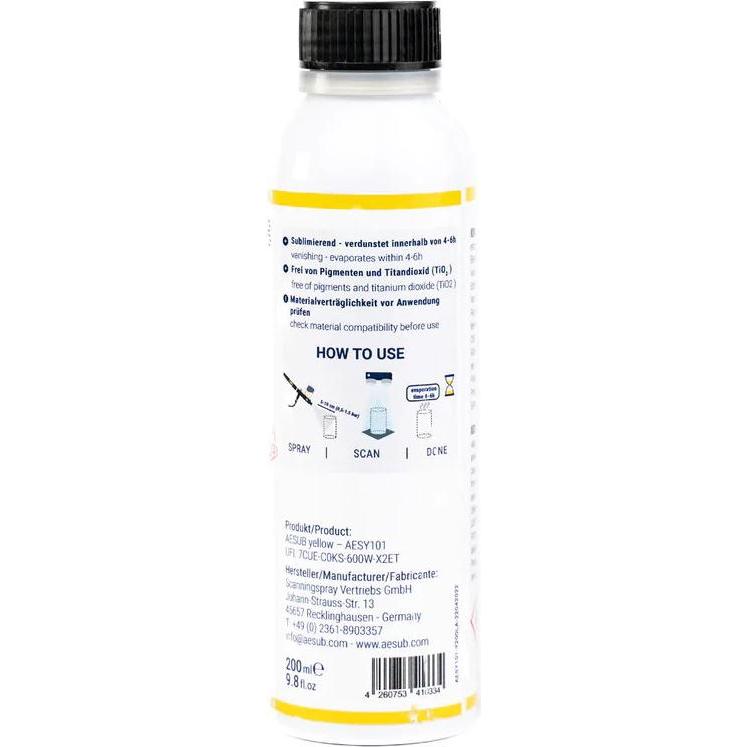 Thumbnail - Aesub Scanningspray Airbrush-Lösung gelb 200ml, 3D Scanner, Gelb