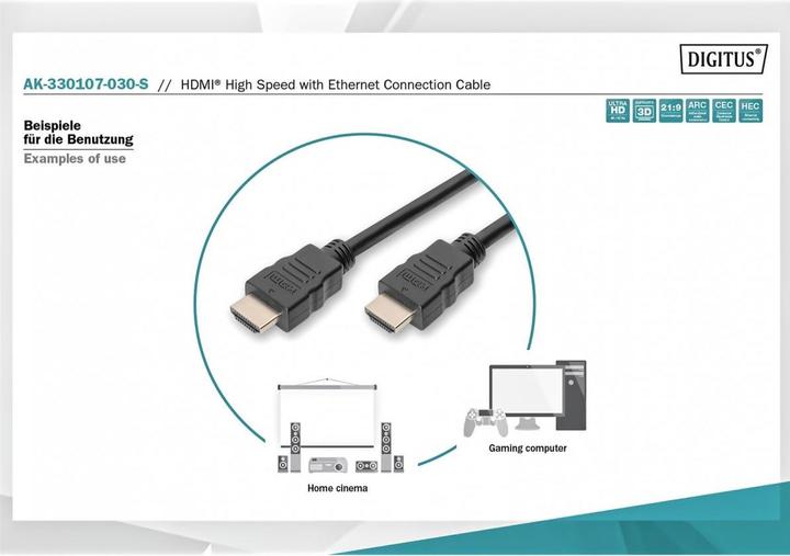 Produktbild Digitus HDMI (Typ A) — HDMI (Typ A) (3 m, HDMI, 2.0)