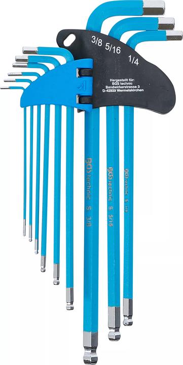 Produktbild BGS Winkelschlüssel-Satz extra lang Innensechskant Zollgrössen 9-tlg. (Innensechskant)