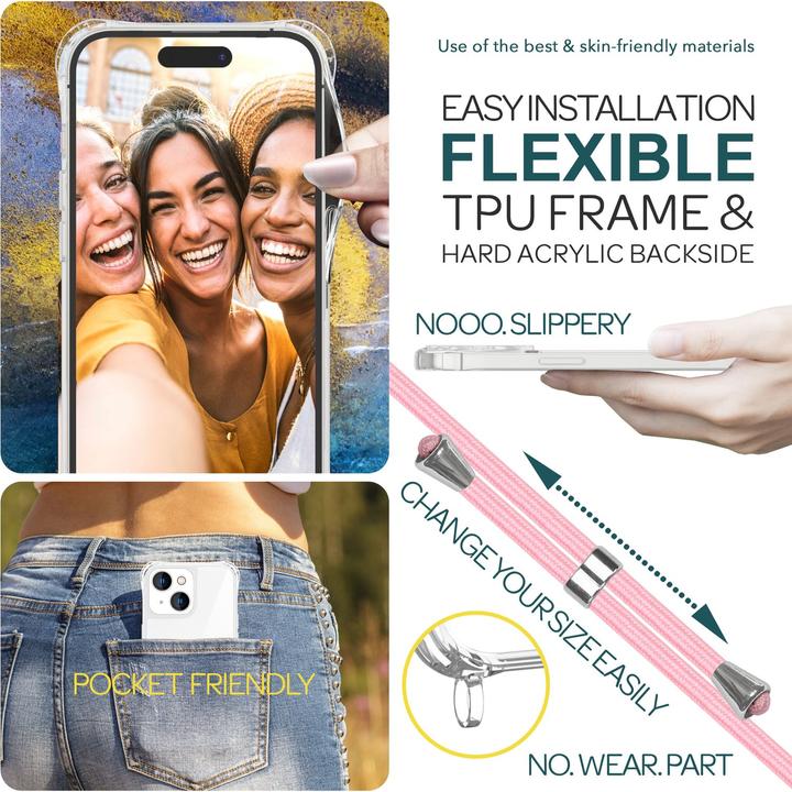 Actual product image Nalia Clear cover with chain to hang around