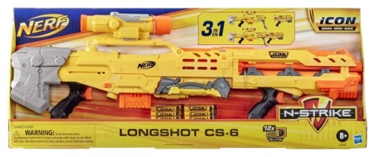 Actual product image Hasbro Nerf N-Strike Icon Series Longshot CS-6 Foam 3in1 Blaster 8 Years E8886EU50