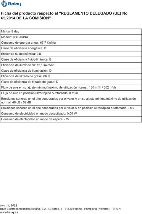 Actual product image Balay 3BF263NX