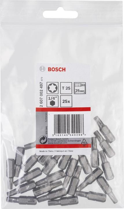 Produktbild Bosch Professional Zubehör Schrauberbit Extra-Hart T25, 25 mm, 25er-Pack (Innensechsrund TX)