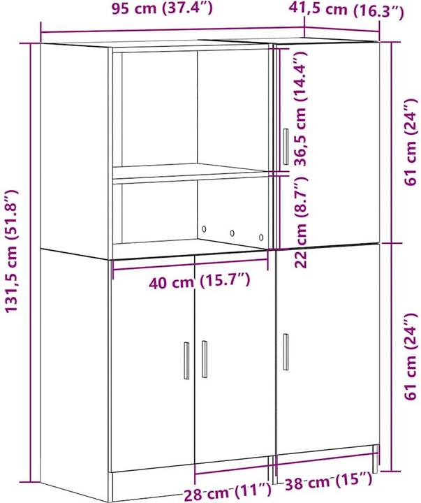 Actual product image vidaXL Küchenschrank Set (95 x 41.50 x 131.50 cm)