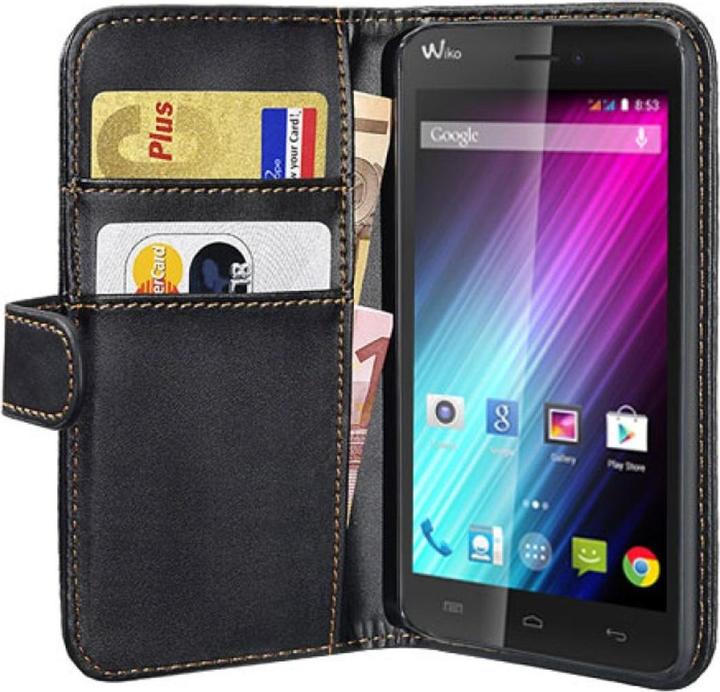 Produktbild König Design Handyhülle Tasche (Bookstyle) für Handy Wiko Lenny schwarz (Wiko Lenny)
