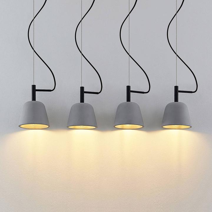 Actual product image Lucande Otavis 4 Concrete pendant light (E14)