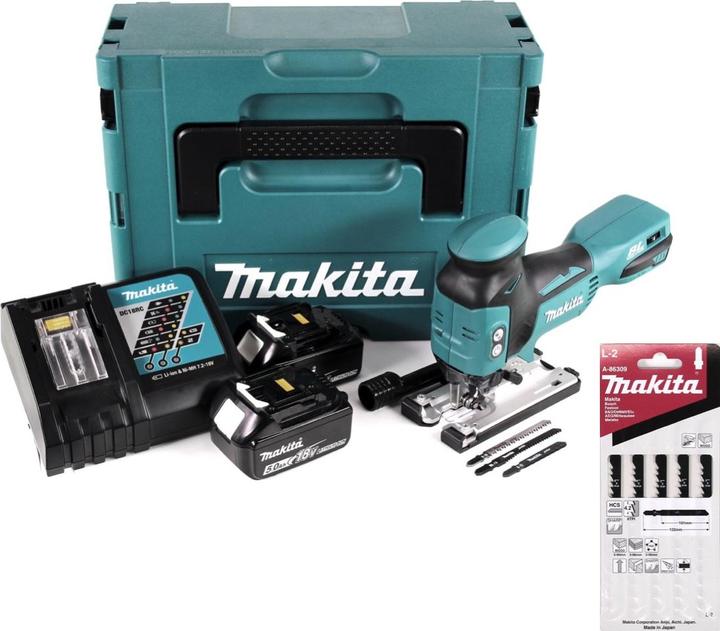 Produktbild Makita DJV 181 RTJ Akku Pendelhubstichsäge 18V Brushless + 2x Akku 5,0Ah + Ladegerät + 11x Sägeblatt