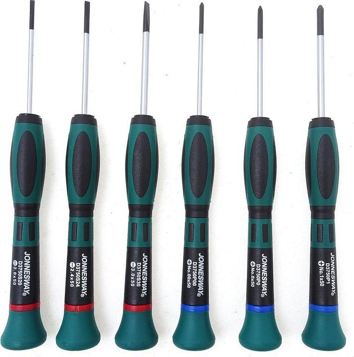 Jonnesway Watchmaker's screwdriver, flat and cross recess, 6 pieces (Cross recess)