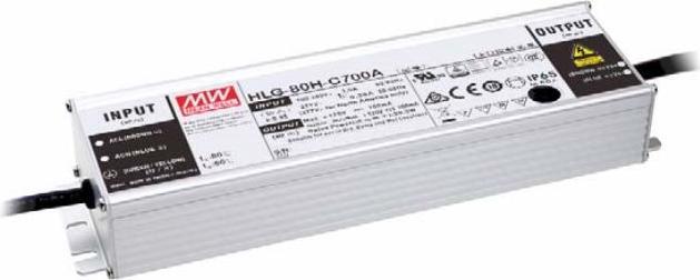 Produktbild MeanWell MEAN WELL HLG-80H-C700B, 80 W, IP20, 90 - 305 V, 0,7 A, 129 V, 61,5 mm