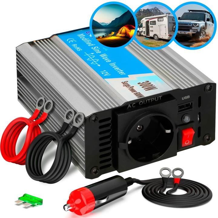 Image du produit Extralink CAR VOLTAGE CONVERTER -,, MODIFIED SINUS OPIM-300W power adapter/inverter Auto Metallic