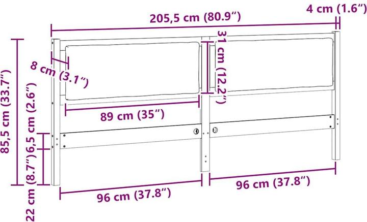 Produktbild vidaXL Kopfteil (8 x 205.50 x 85.50 cm)