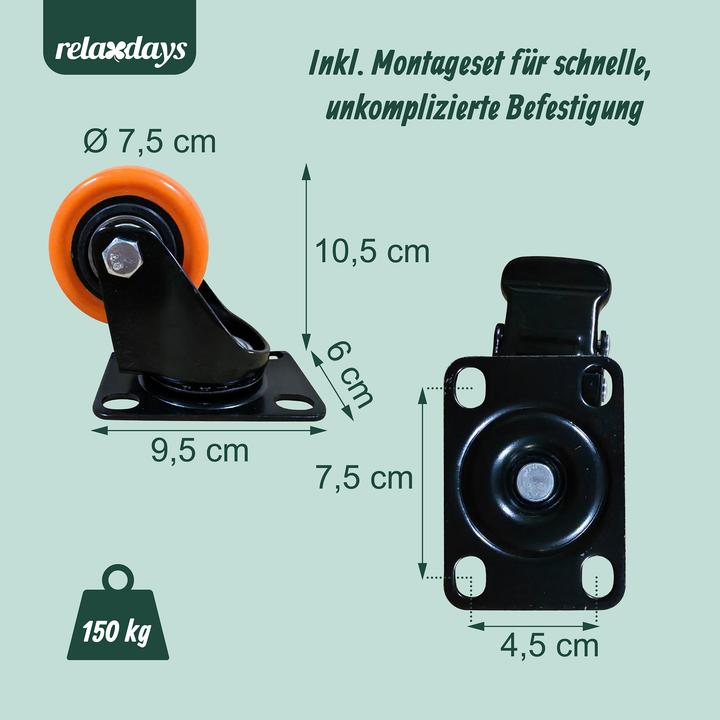 Produktbild Relaxdays 4x Lenkrollen