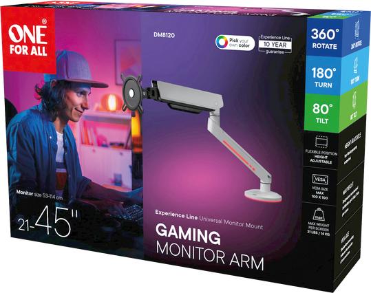 Produktbild One for All Monitor Halterung Experience RGB Single weiá (Tisch, 45", 14 kg)
