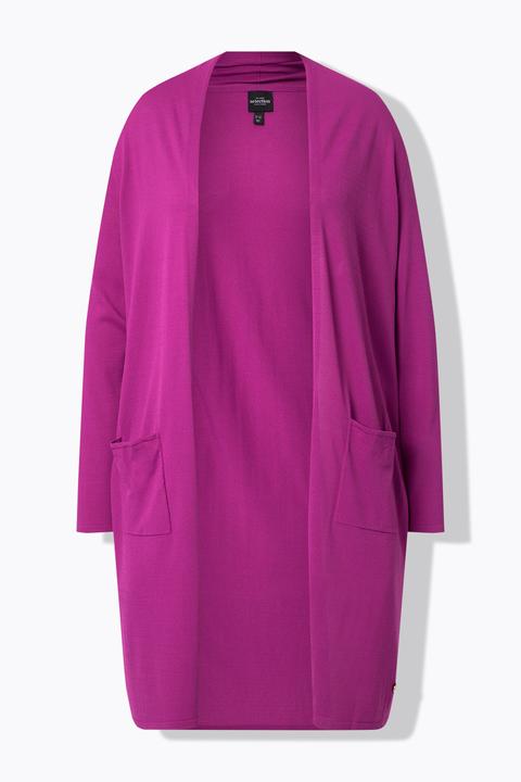 Produktbild Ulla Popken Long-Strickjacke, Stehkragen, offene Form, Langarm (50)