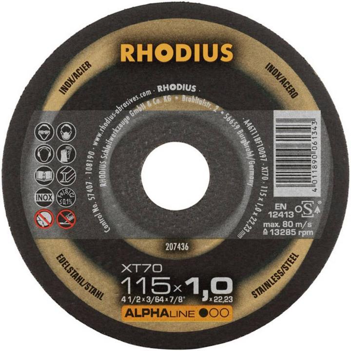Actual product image Rhodius Extra thin cut-off wheel XT70 BOX