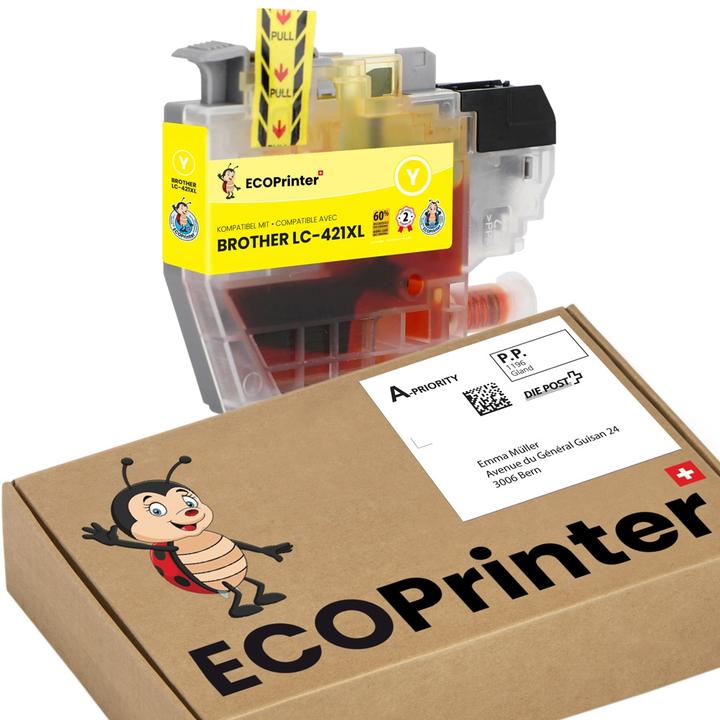 Produktbild ECOPrint ECOPrinter kompatible Tintenpatrone – Alternative zu Brother LC-421XLY (Y)