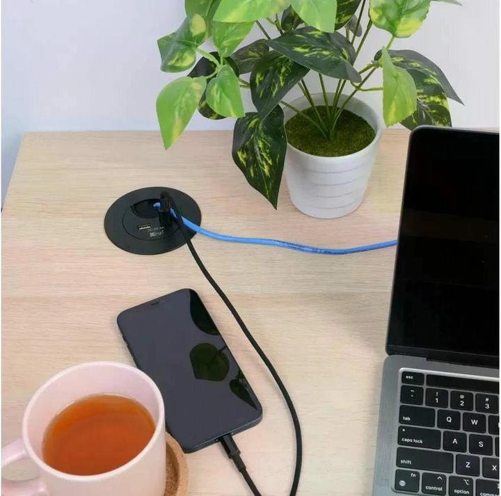 Actual product image Max Hauri Office Line cable feed-through with USB/A and USB/C charger