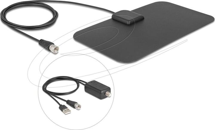 Actual product image Delock DAB+ DVB-T2 Antenne F Stecker 5 - 25 dB aktiv omnidir (Flat antenna, 25 dB, DAB/ DAB+, DVB-T / -T2)