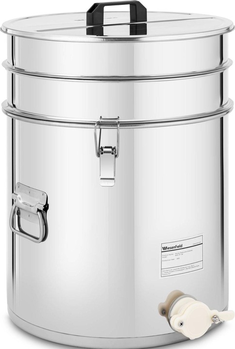 Produktbild Wiesenfield Honigeimer Honig-Abfülleimer mit Sieb, Deckel und Quetschhahn Edelstahl 30 L (30 l)