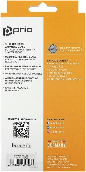 Immagine prodotto prio Vetro di protezione del display per Samsung A50 trasparente (1 Pezzo/i, Samsung Galaxy A50)