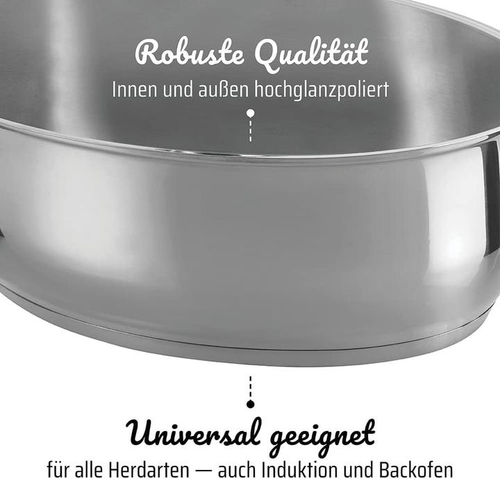 Produktbild GSW Ovaler Bräter Multibräter 38 cm mit Edelstahldeckel und Glasdeckel (Bräter + Schmortopf, Bratpfanne, Edelstahl)