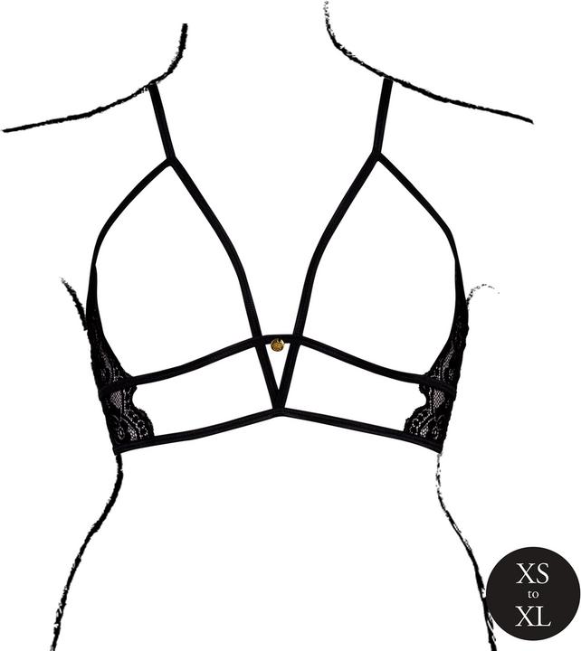 Actual product image Le Désir Open Cup Triangle Bra with Lace and Adjustable Sliders - One Size - Black (One size)