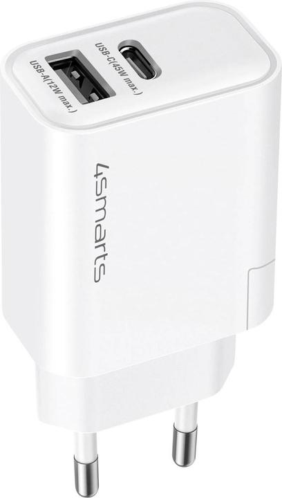 Produktbild 4smarts USB-Wandladegerät VoltPlug PD+QC 45W GaN Weiss (45 W, 2 Ports)
