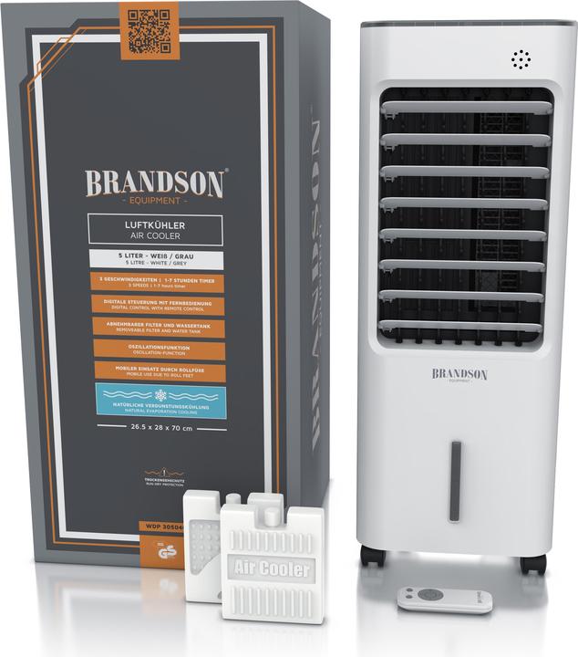 Image du produit Brandson Ventilateur de tour avec refroidissement par eau, réservoir d'eau de 5 litres, filtre à air (62 dB)