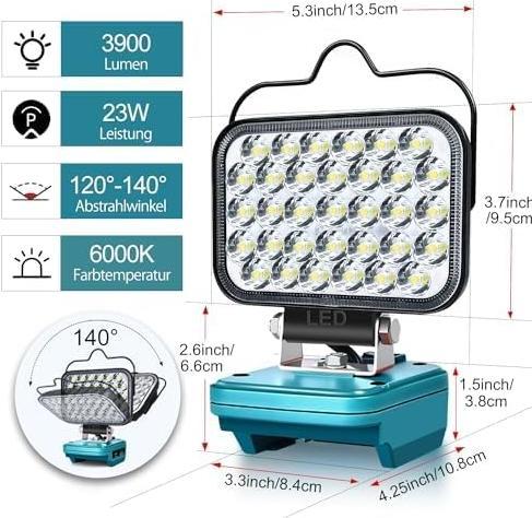 Actual product image ‎Edtran Kabellose LED Arbeitsleuchte (6600 lm)