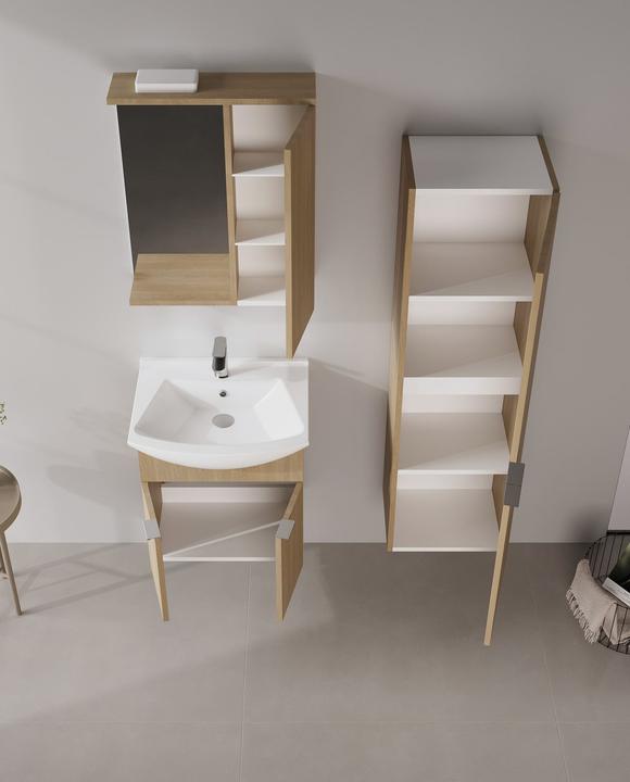 Produktbild Homitis Purus 55 Bathroom Cabinet With Sink & Mirror Set (2 Pieces)