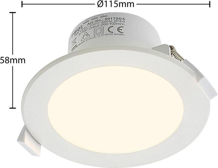 Produktbild Prios Rida LED-Einbaustrahler, CCT, 11,5 cm, 9 W (760 lm)